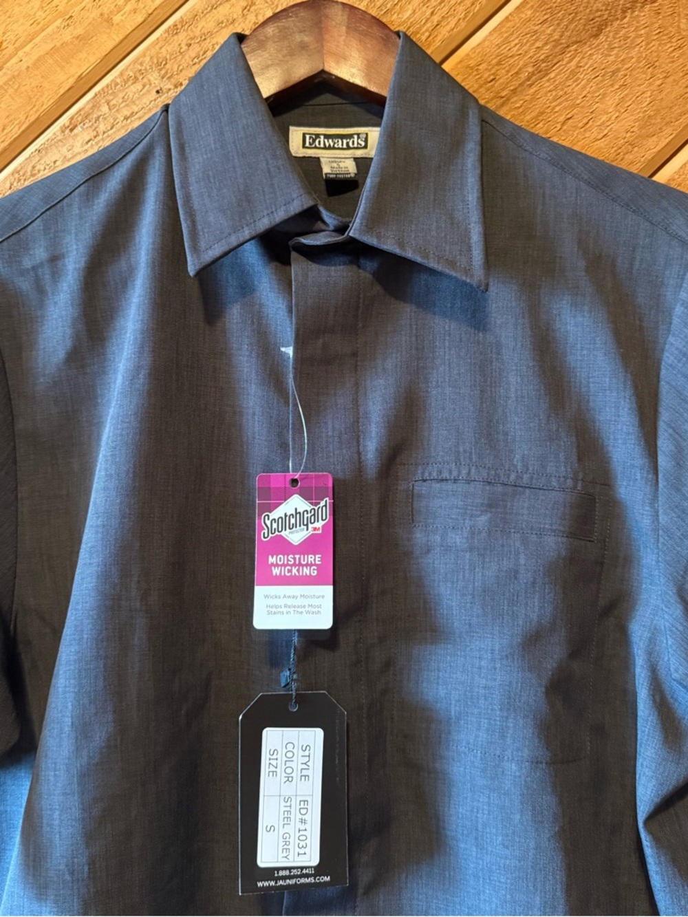 Edwards Men’s Moisture-Wicking Dress Shirt — Charcoal Gray